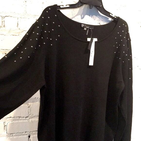 Sioni Woman black studded sweater. Sz 2X. NWT. - Picture 3 of 7
